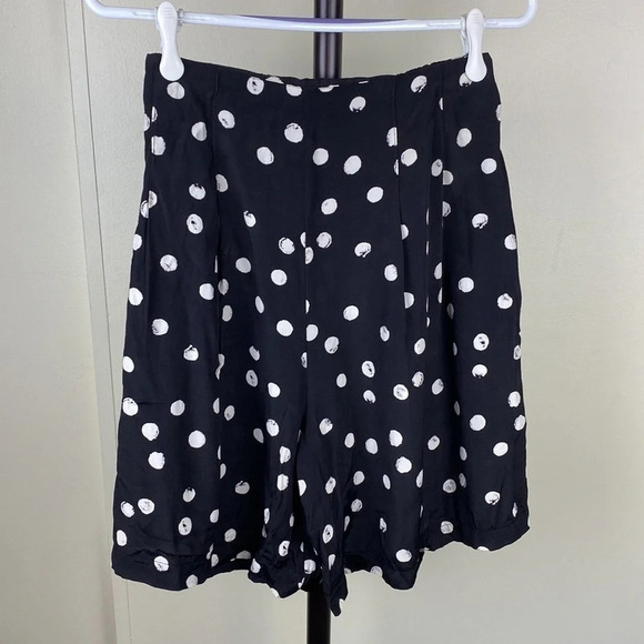 Black and white polkadot zip up retro regency pleated flare pin up skirt small - Picture 3 of 14
